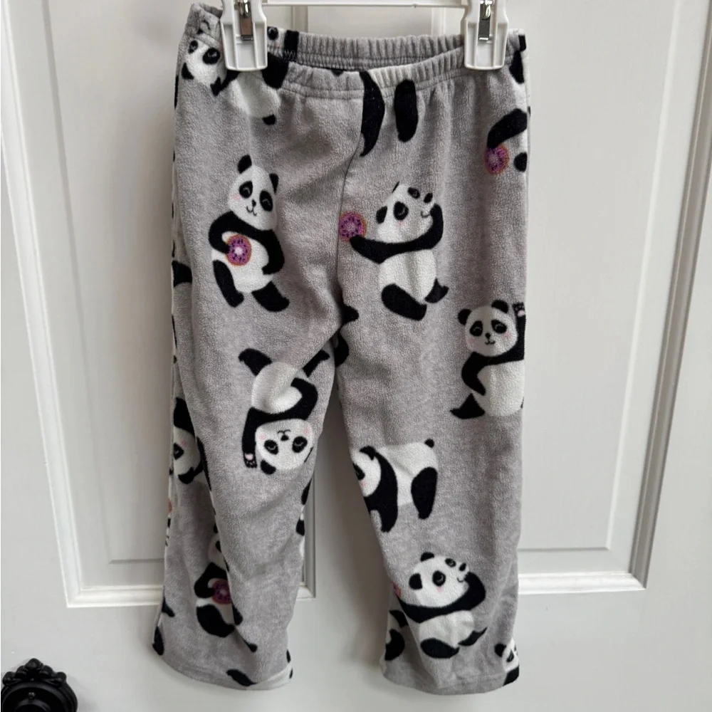 Simple Joys by Carter's 4T Girls Gray and Black Panda Fleece Pajama Bottoms